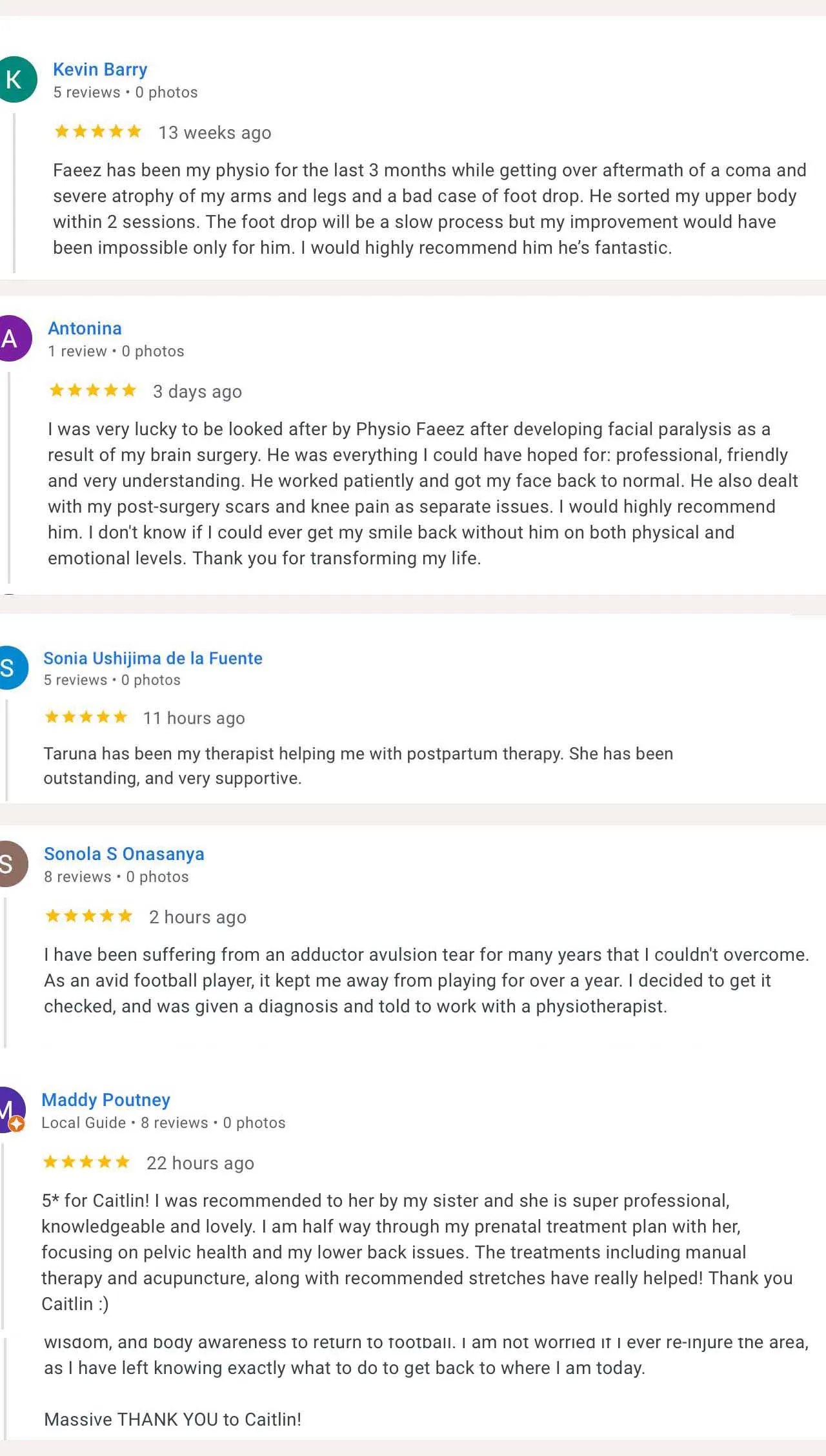 physiotherapist 5 stars review physiotherapist 5 stars review